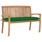 vidaXL Banc de jardin empilable et coussin 128 5cm Bois de teck massif