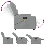 vidaXL Fauteuil de massage inclinable électrique gris clair tissu
