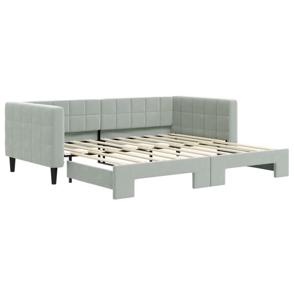 vidaXL Lit de jour avec lit gigogne gris clair 90x190 cm velours