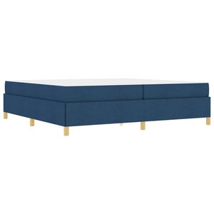 vidaXL Lit à ressorts Bleu et Bleu Foncé et Blanc 200 x 200 cm tissu