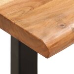 Banc banquette au bord naturel du bois 110 x 35 x 46 cm bois d'acacia solide et acier 02_0010780