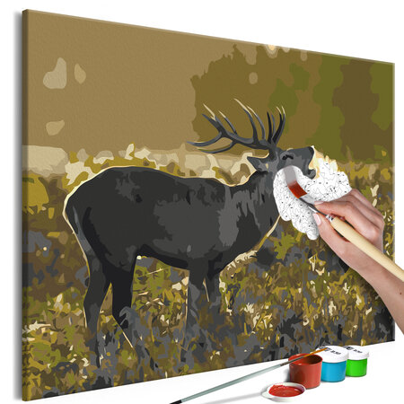 Tableau à peindre par soi-même - deer on rut l x h en cm 60x40