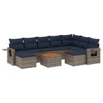 vidaXL Salon de jardin 10 Pièces avec coussins gris résine tressée