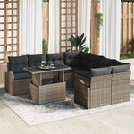 vidaXL Ensemble de canapé de jardin Manuel 9 Pièces Gris 100 x 55 x 73 cm