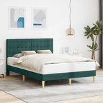 vidaXL Cadre de lit avec tête de lit Vert foncé 160 x 200 cm Tissu