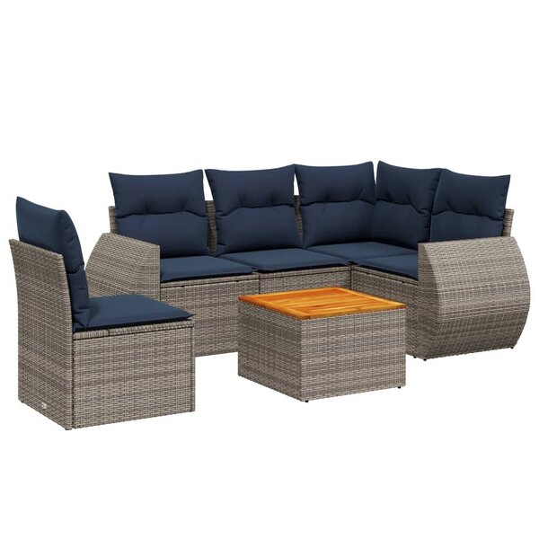vidaXL Salon de jardin 6 Pièces avec coussins gris résine tressée