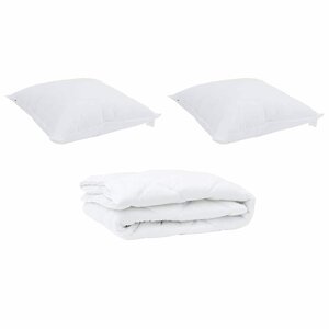 vidaXL Couette avec oreiller 3 Pièces Blanc Microfibre