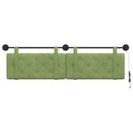 vidaXL Tête de lit suspendue Avec lumière LED Vert clair Velours