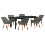 vidaXL Ensemble de salle à manger pour jardin 7 pc Gris polyrotin