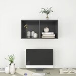 vidaXL Meuble TV mural Gris 37x37x72 cm Bois d’ingénierie