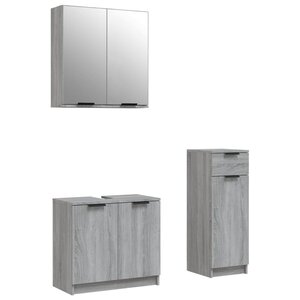 vidaXL Ensemble d'armoires de salle de bain 3 Pièces sonoma gris