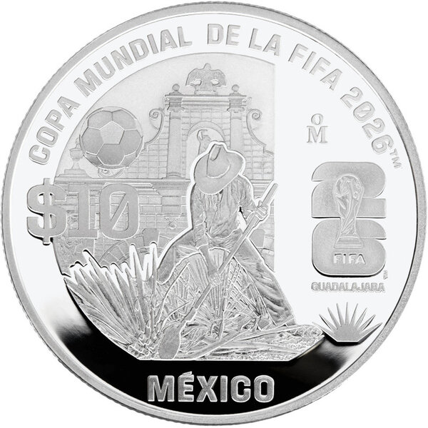 Monnaie FIFA WORLD CUP 26 Guadalajara Argent 10 Pesos Mexico 2026 (PRÉCOMMANDE)