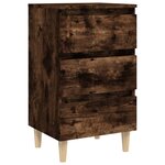 vidaXL Tables de chevet et pieds en bois 2 Pièces Chêne fumé 40x35x69 cm