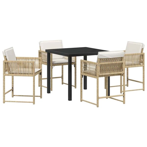 vidaXL Ensemble de salle à manger pour jardin 5 Pièces Beige polyrotin