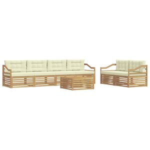 vidaXL Ensemble de canapés d'extérieur 7 pc Blanc et crème Polyester