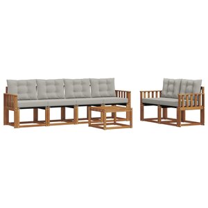 vidaXL Ensemble de canapés d'extérieur 7 Pièces Gris Naturel et Clair