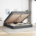 vidaXL Cadre de lit avec stockage Gris foncé 180 x 200 cm tissu