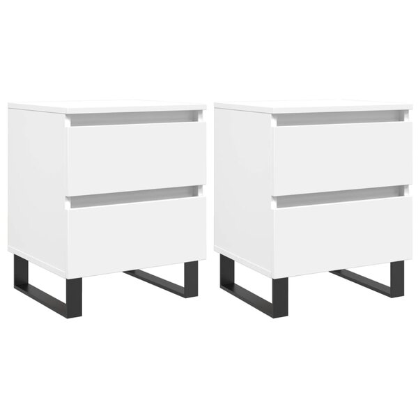 vidaXL Tables de chevet 2 Pièces blanc 40x35x50 cm bois d’ingénierie