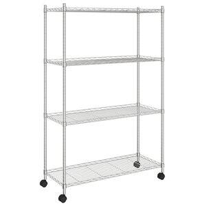 vidaXL Étagère de rangement 4 niveaux et roues 90x35x142 cm chrome