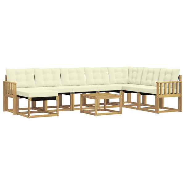 vidaXL Ensemble de canapés d'extérieur 9 pc Blanc et crème