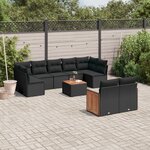 vidaXL Salon de jardin 10 Pièces avec coussins noir résine tressée