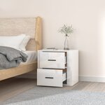 vidaXL Table de chevet murale Blanc brillant 50x36x47 cm