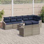 vidaXL Ensemble de canapé de jardin 9 Pièces Gris et marine polyrotin