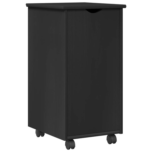 vidaXL Cabinet roulant Noir 34 x 39 x 65 5 cm Bois de Pin Massif
