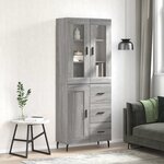 vidaXL Buffet haut Sonoma gris 69 5x34x180 cm Bois d'ingénierie