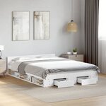 vidaXL Cadre de lit avec tiroirs sans matelas blanc 150x200 cm