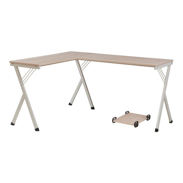 Bureau table poste de travail 158 x 120 x 75 cm blanc effet chêne 03_0009069