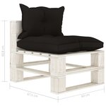 vidaXL Canapé de milieu palette de jardin avec coussins noir Bois