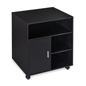 Caisson de bureau à roulettes pratique mobile espace de rangement 70 x 50 x 40 cm en bois noir 13_0009881