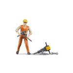 BRUDER - Figurine ouvrier avec accessoires de chantier - 10,7 cm