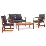 vidaXL Salon de jardin 4 Pièces avec coussins Bois d'acacia solide