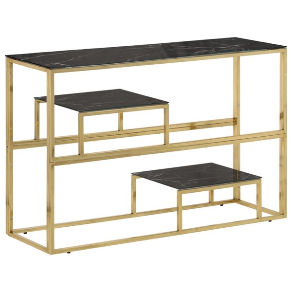 vidaXL Table console doré acier inoxydable et verre trempé