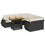 vidaXL Salon de jardin 9 Pièces avec coussins noir résine tressée