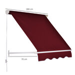 Store banne manuel inclinaison réglable aluminium polyester imperméabilisé 70L x 180l cm aubergine