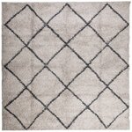 vidaXL Tapis shaggy à poils longs moderne beige anthracite 240x240 cm