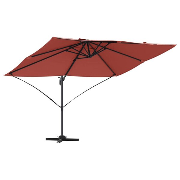 vidaXL Parasol Roma à Bras Déporté Rouge et Noir 352 x 251 x 260 cm