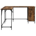 vidaXL Bureau chêne fumé 141x141x75 cm bois d'ingénierie