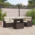 vidaXL Ensemble de canapé de jardin 6 Pièces Marron Poly Rattan