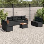 vidaXL Salon de jardin 9 Pièces avec coussins noir résine tressée