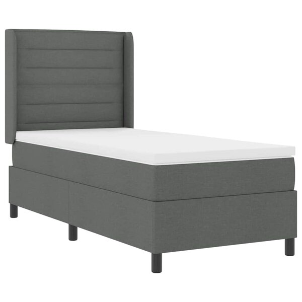 vidaXL Lit à ressort LED avec matelas Gris foncé 100 x 200 cm tissu