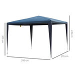 Tonnelle barnum de jardin dim. 2 95L x 2 95l x 2 45H m métal époxy bâche PE haute densité bleu