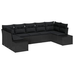 vidaXL Ensemble de canapé de jardin 7 Pièces Noir 289 x 154 x 85 cm
