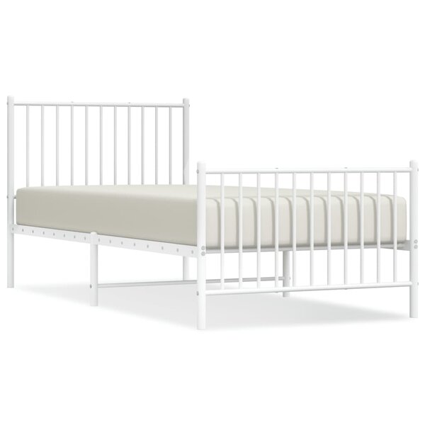 vidaXL Cadre de lit métal sans matelas avec pied de lit blanc 90x200cm