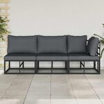 vidaXL Mobilier de jardin 3 Pièce Noir et anthracite Métal