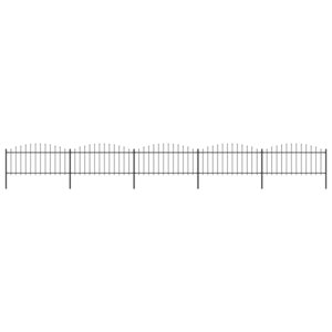 vidaXL Clôture de jardin à dessus en lance Acier (0 5-0 75)x8 5 m Noir