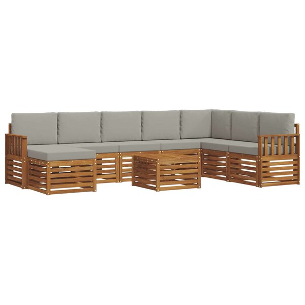 vidaXL Ensemble de canapés d'extérieur 9 pc Gris Naturel et Clair